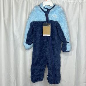 The North Face Bear One-Piece Baby Blue Bunting Fleece Snow Suit 6-12 Months